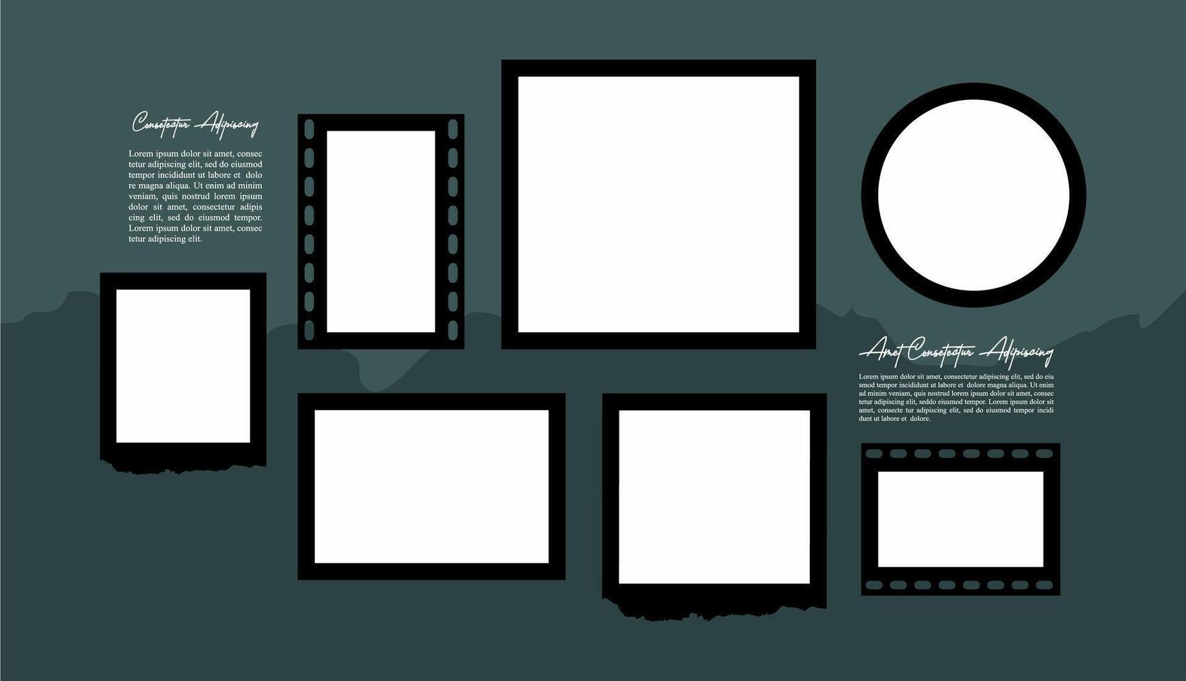 abstract photo frames and digital photo wall template vector
