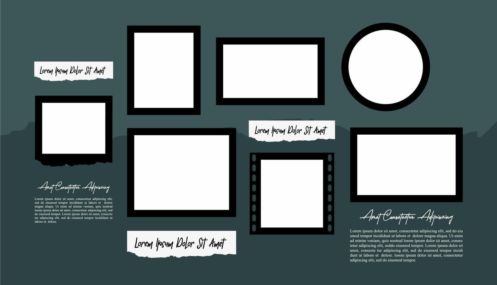 grid digital photo wall template vector