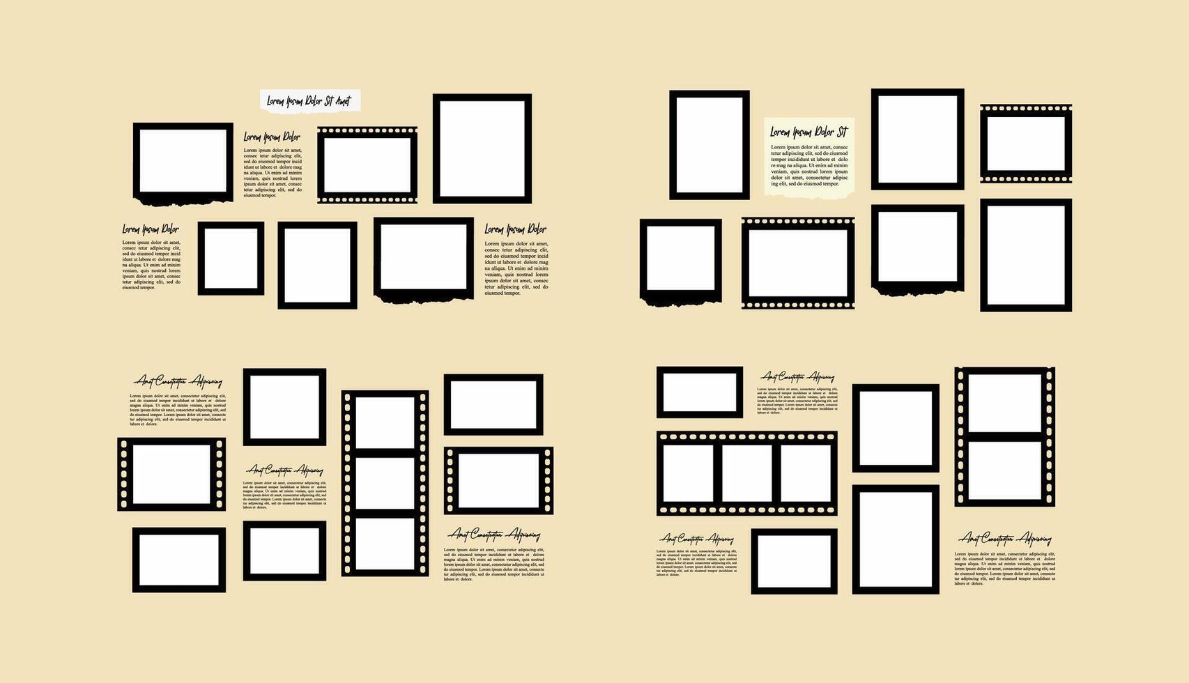 Collage photo frames set with text vector