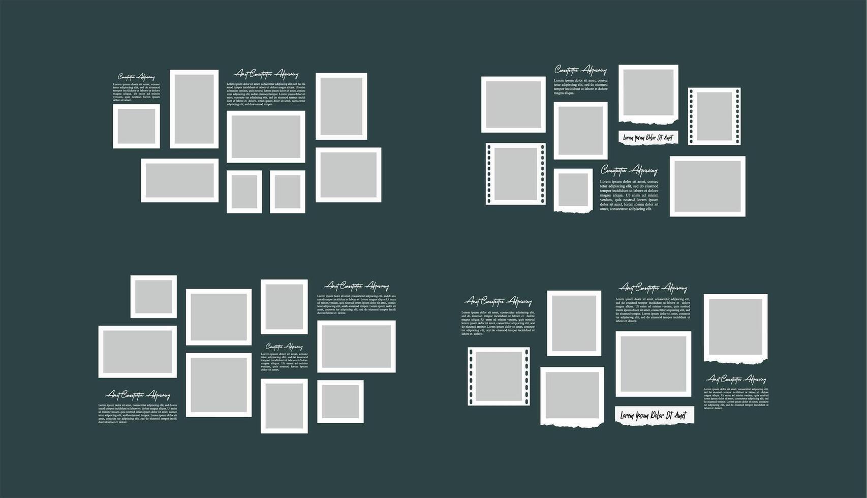 Set Picture Collage grid photo effect template vector