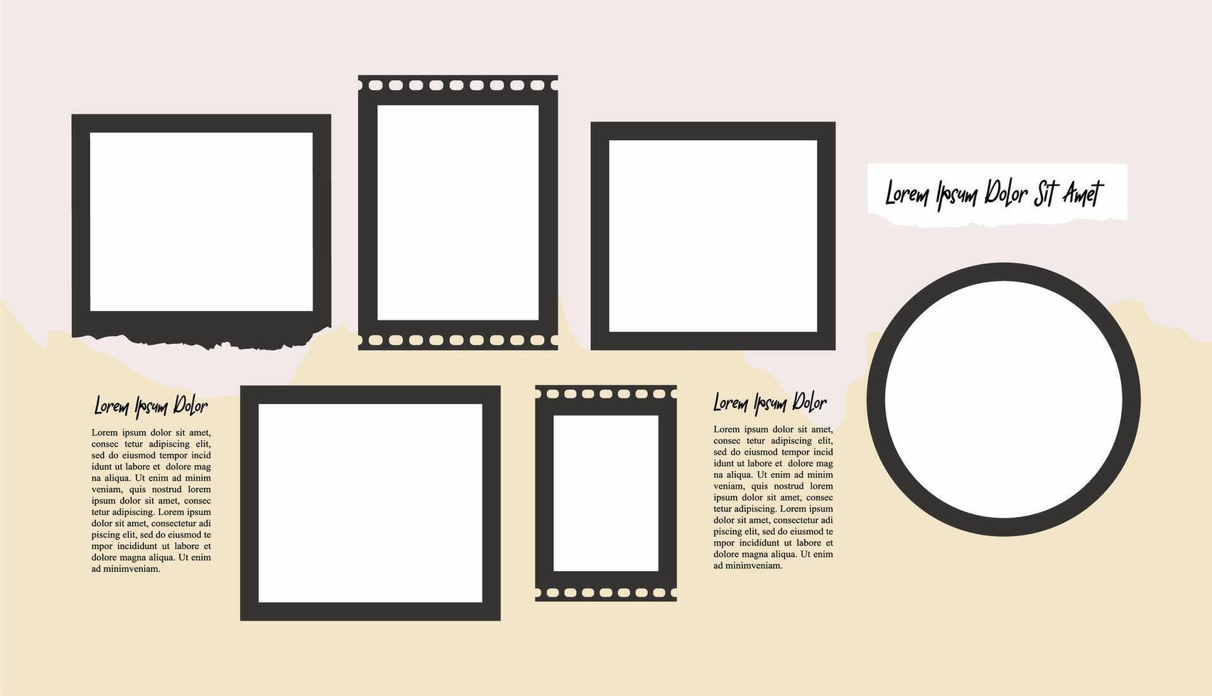Blank collage frame template for photos and images vector