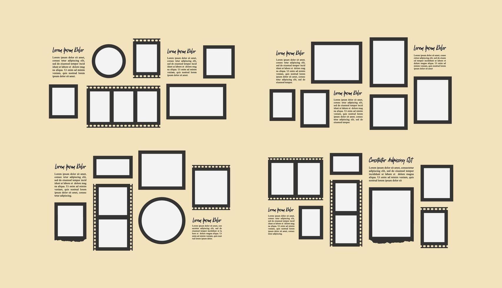 Collage of realistic frames Border vector