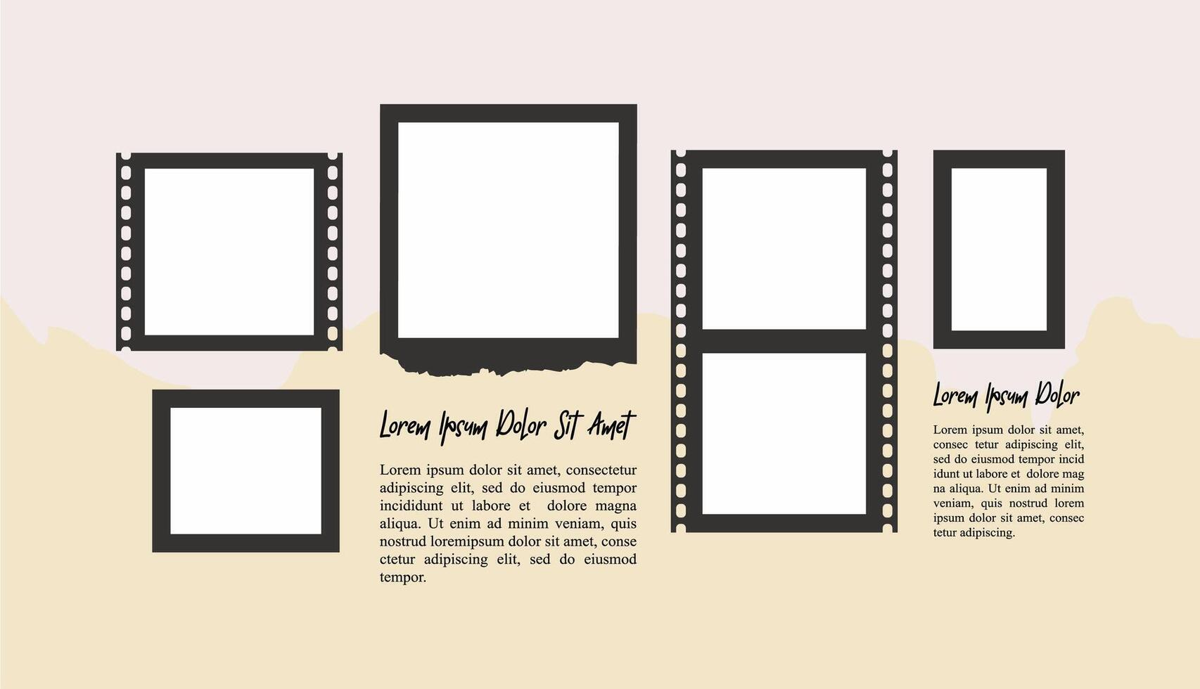 Pictures or photos frame collage and digital photo wall template vector