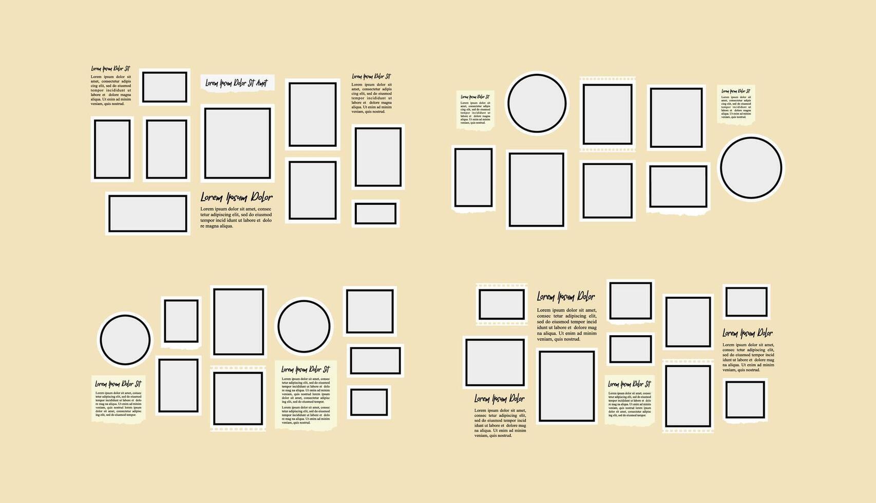 Set abstract photo frames and digital photo wall template vector