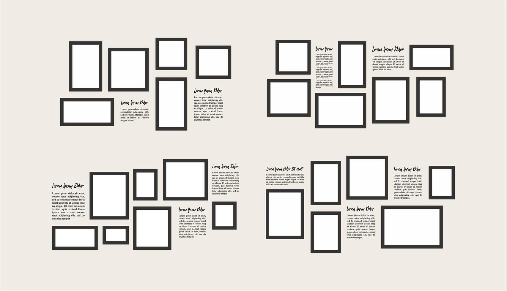Set Picture collage and digital photo wall template vector
