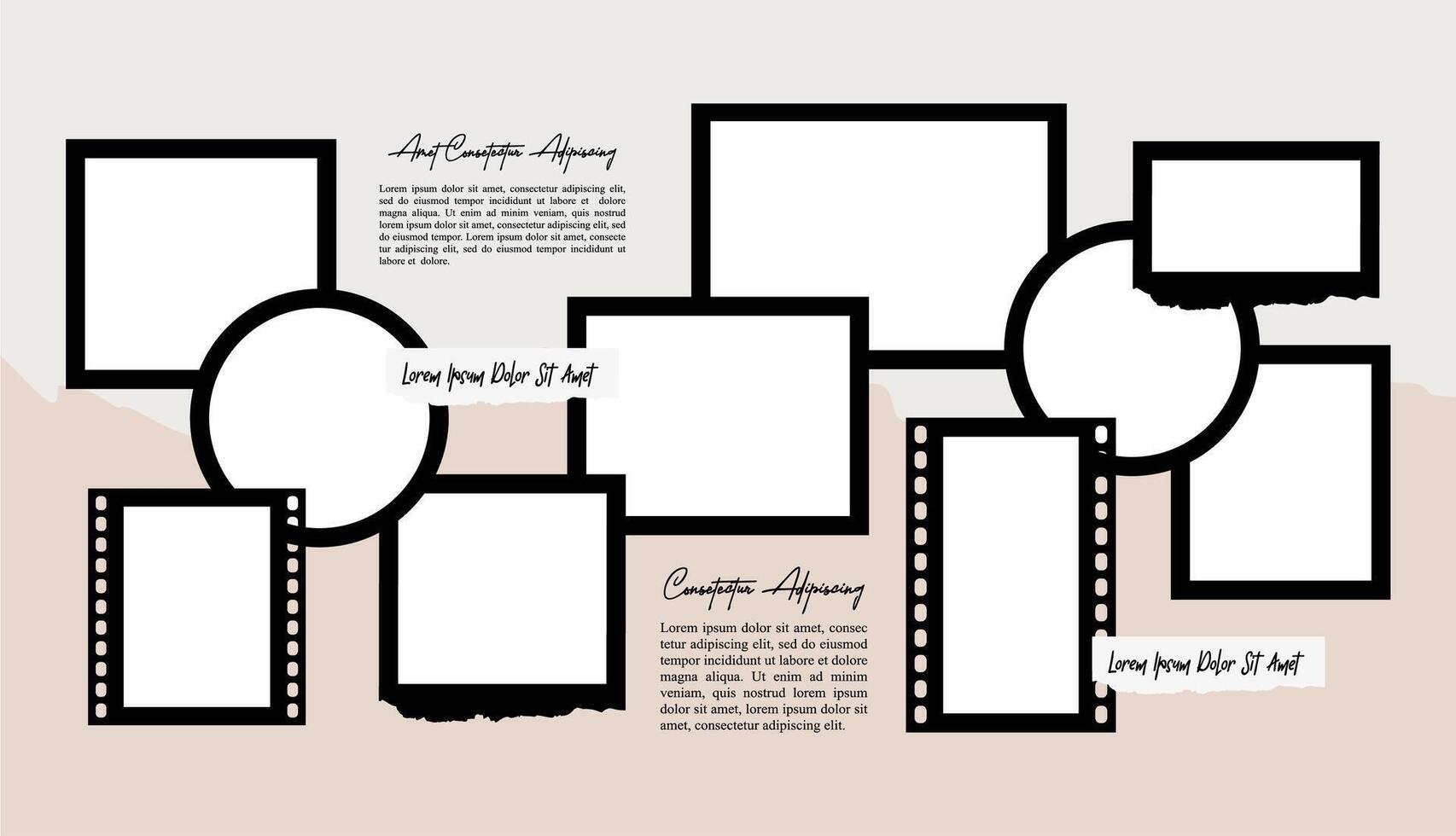 Picture Collage grid photo effect template vector