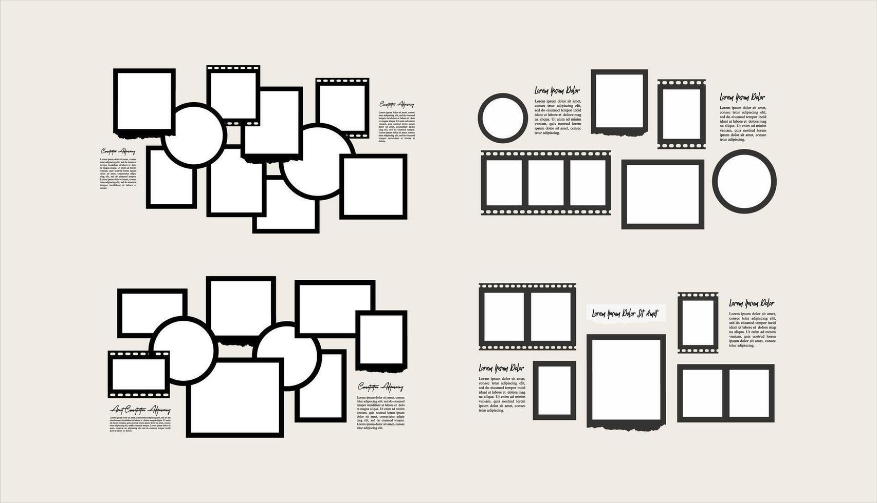 Moodboard photo collage design set vector
