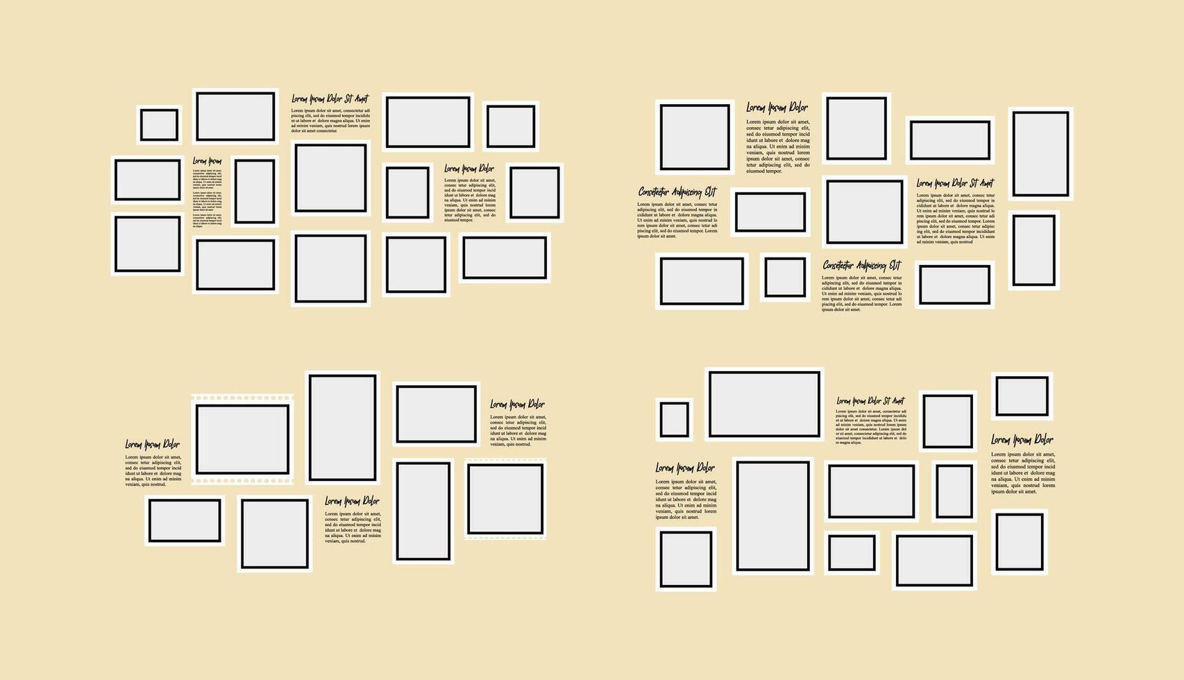 grid digital photo wall template set vector