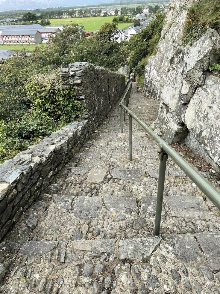 A stone wall with steps photo