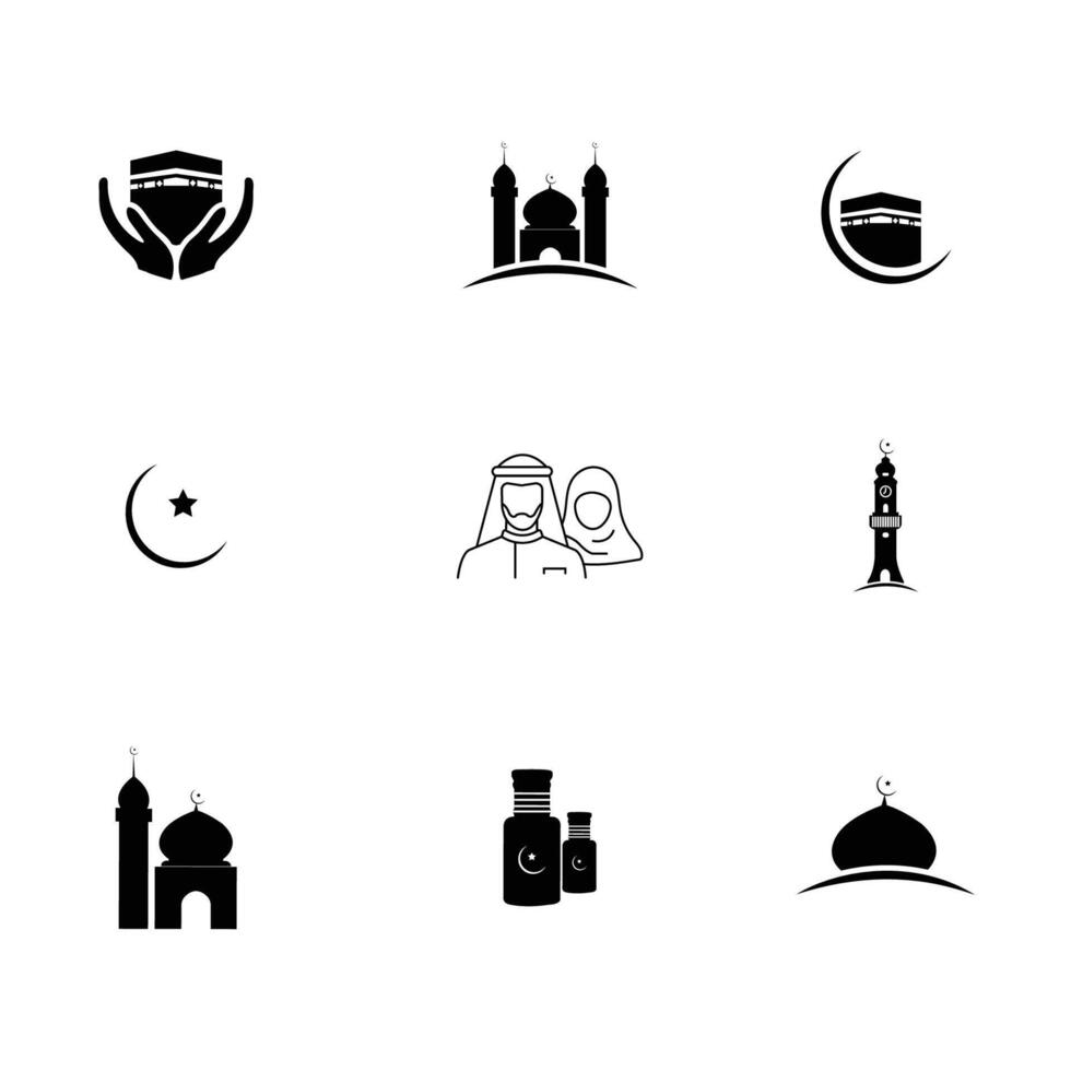 islamic icon set premium design vector