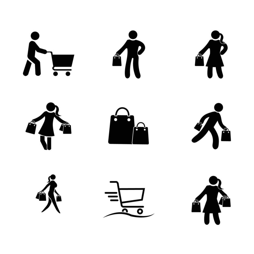 shopping set icon premium design vector