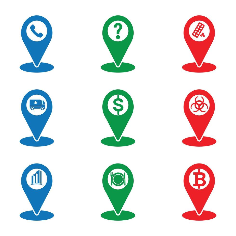 Location and Map Pin Icon Set Design vector