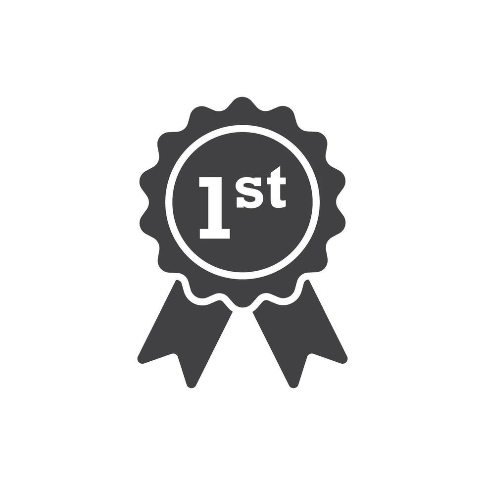 Gold medal 1st place icon in flat style. Trophy award illustration on isolated background. Winner sign business concept. vector