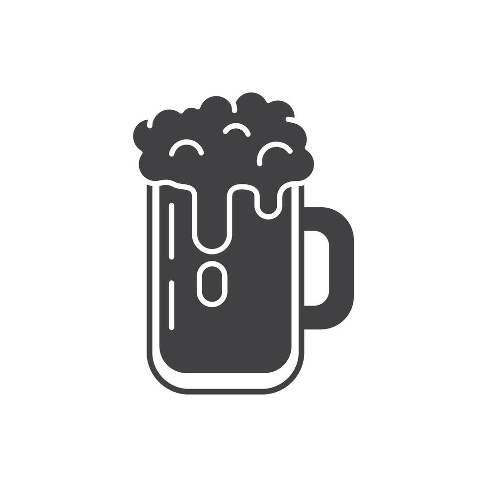 Cold beer icon in flat style. Alcohol drink illustration on isolated background. Alcohol glass sign business concept. vector