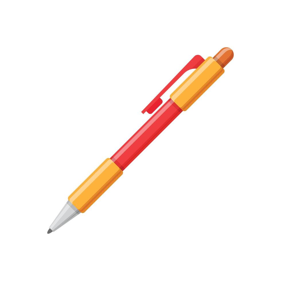 Ballpoint pen icon in flat style. Office tool illustration on isolated background. School equipment sign business concept. vector