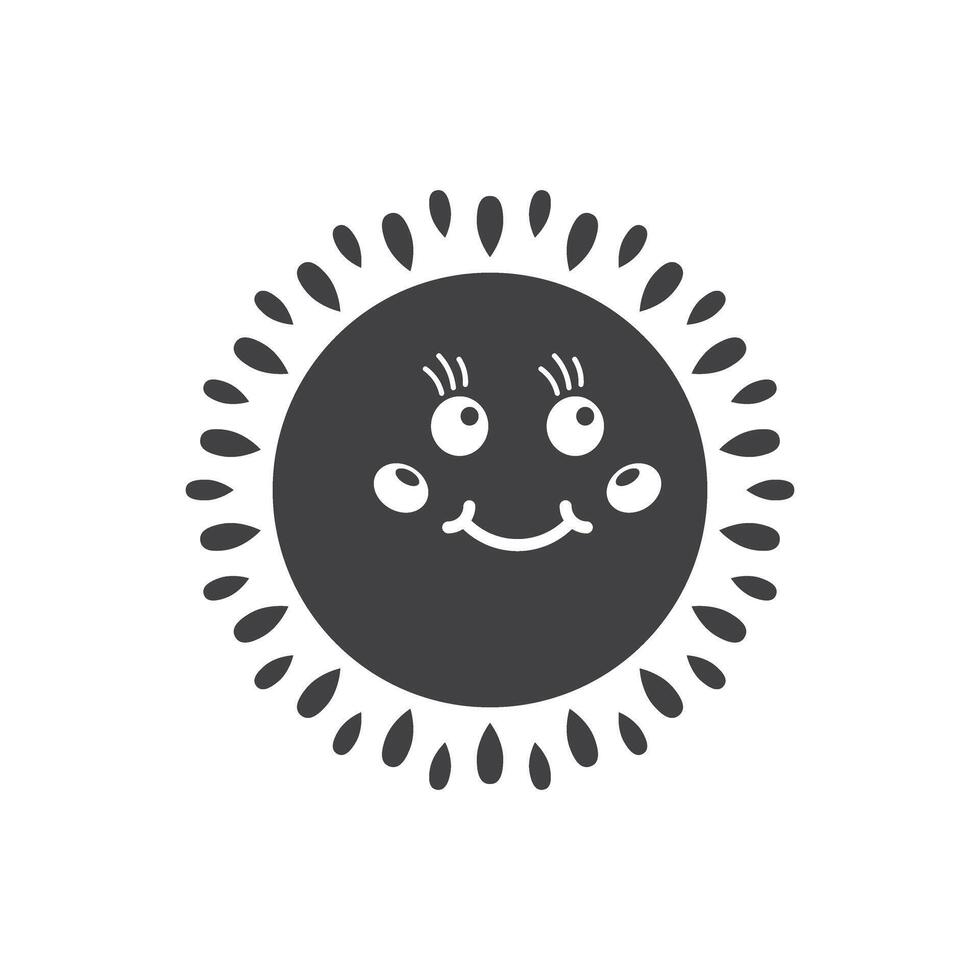 Funny sun with face icon in flat style. Summer sunshine emoji illustration on isolated background. Smiling sun sign business concept. vector
