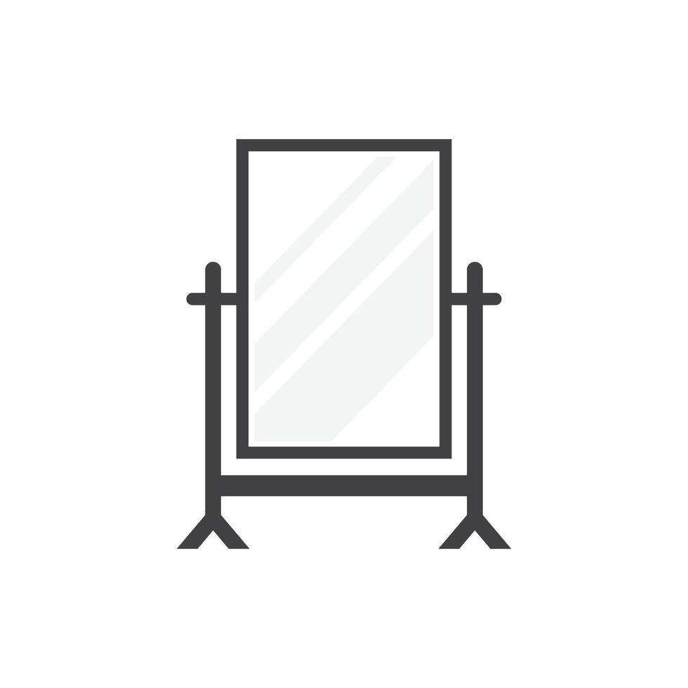 Floor mirror stand icon in flat style. Mirror glass illustration on isolated background. Fashion sign business concept. vector