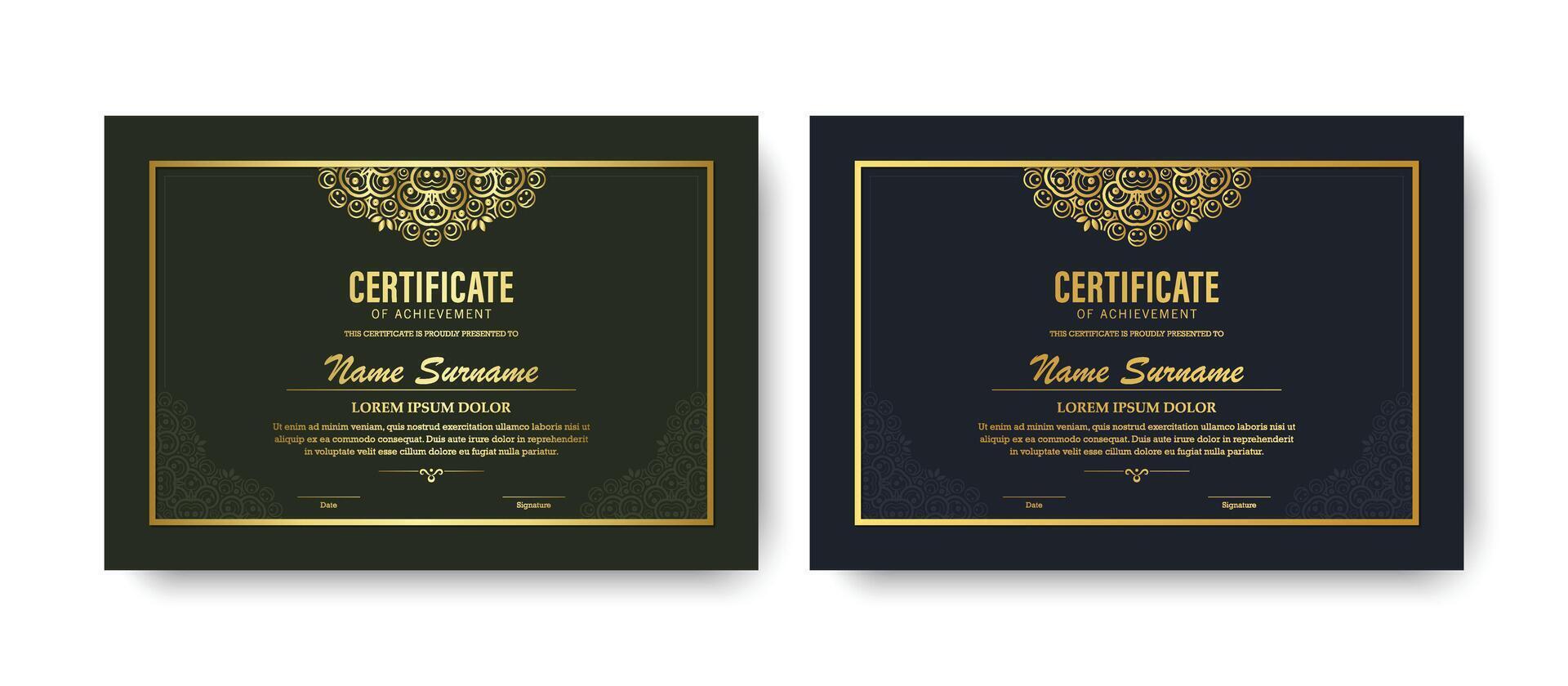 Luxury Gold achievement certificate best award diploma design vector