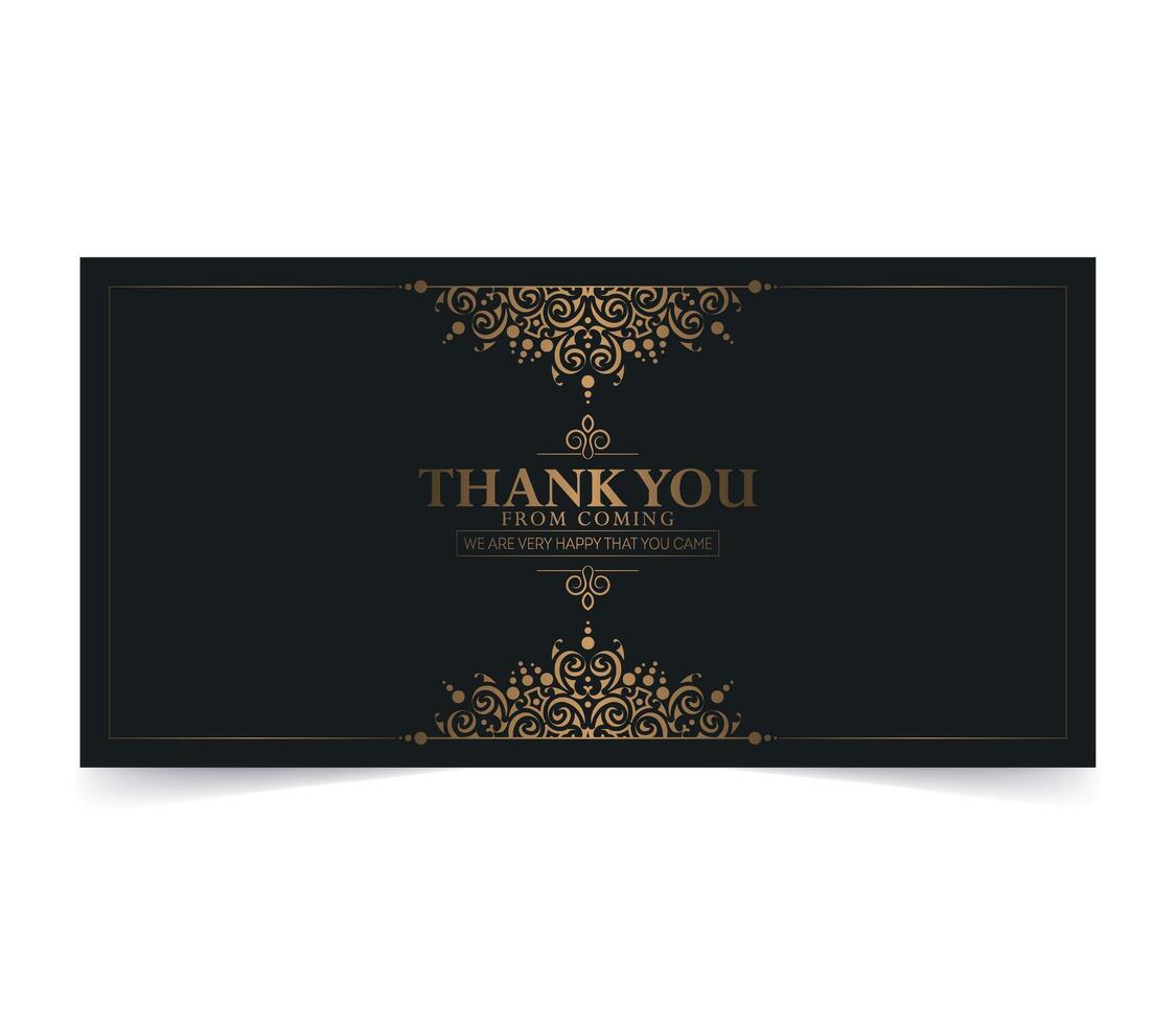 Dark gold thank you wedding card vector