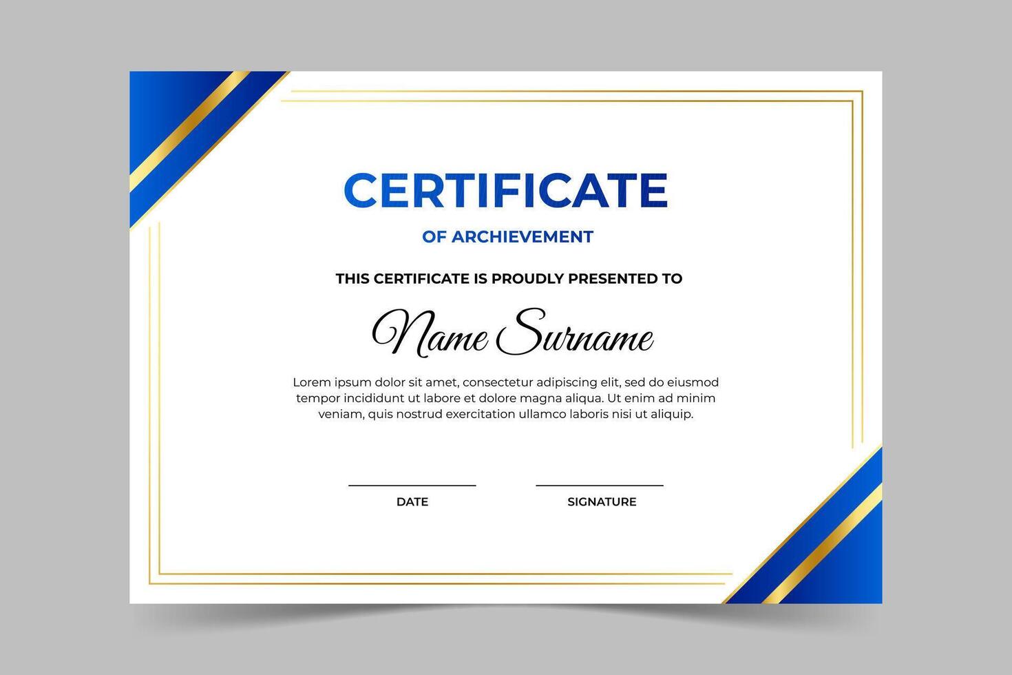 Modern elegant blue and gold certificate vector