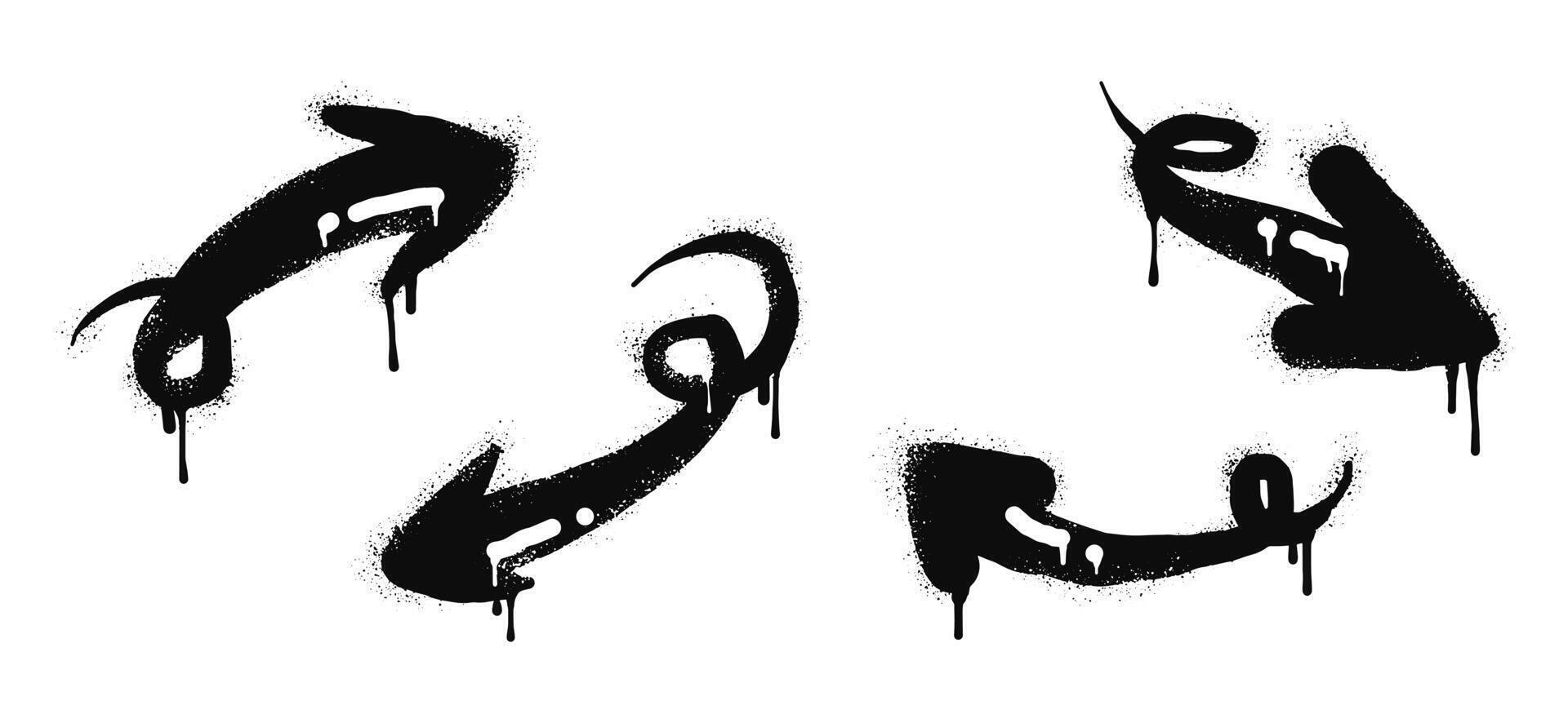 collection of Spray painted graffiti Arrow in black over white. isolated on white background vector