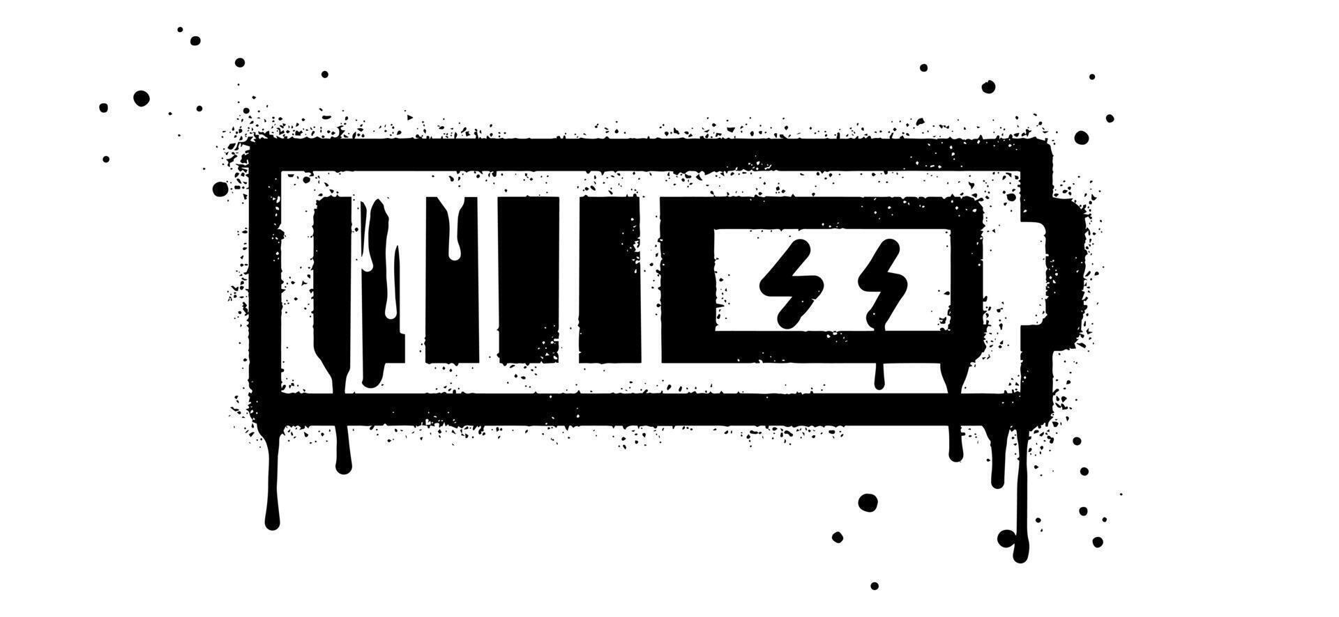Doodle element battery bar icon. Spray painted graffiti battery bar symbol in black over white. isolated on white background vector