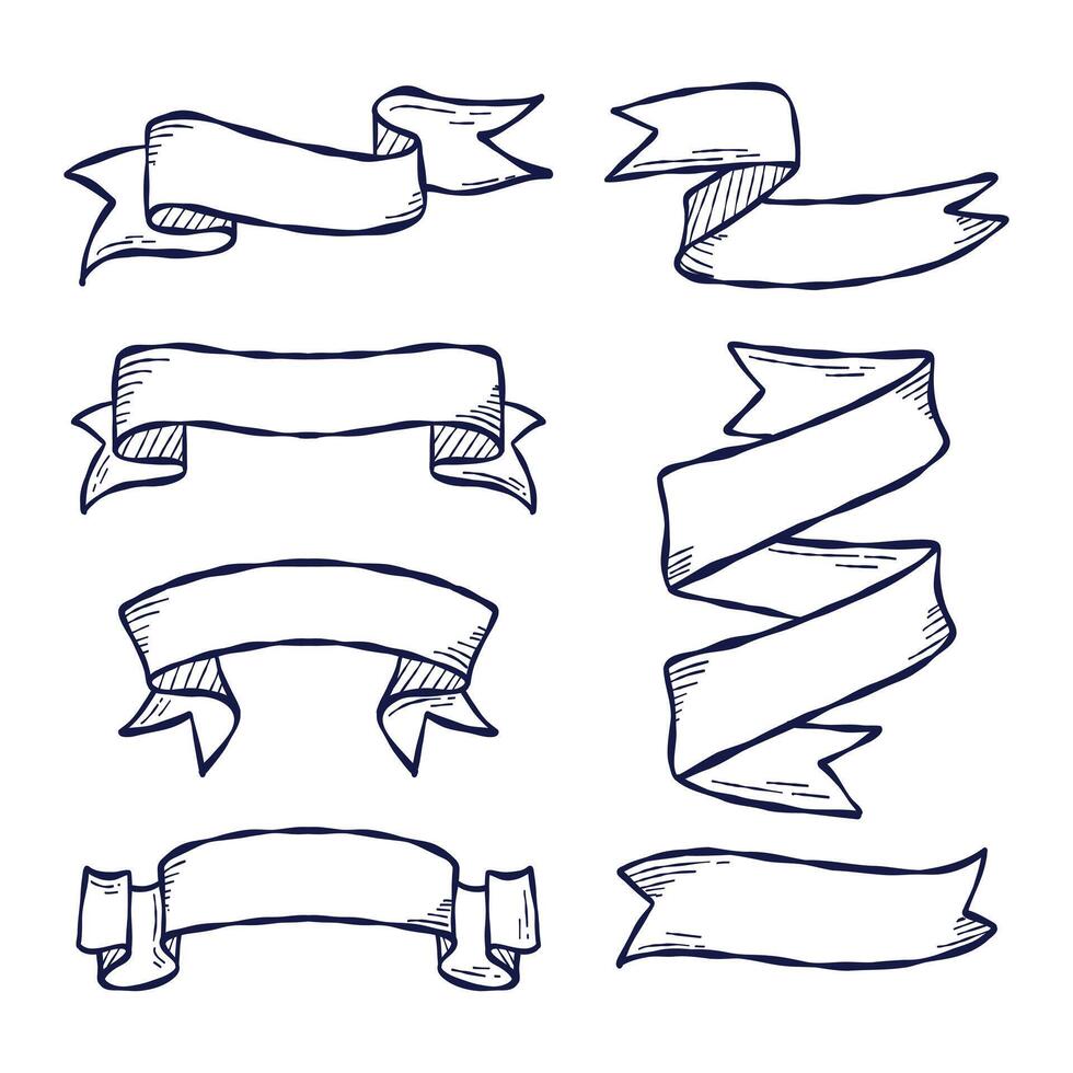 Hand Drawn Ribbon Banner Clipart vector