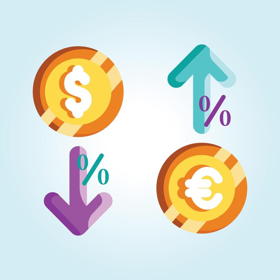 Financial Growth and Decline Visual Representation of Currency and Interest Rates vector