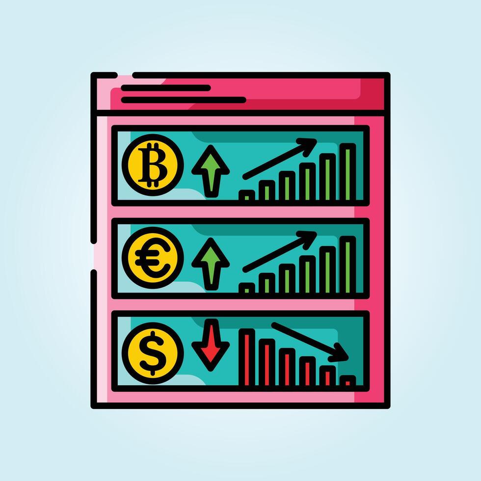 Cryptocurrency and Forex Market Trends Dashboard vector