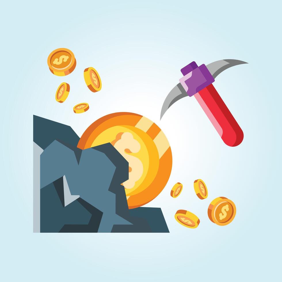 Cryptocurrency Mining Digital Gold Rush vector