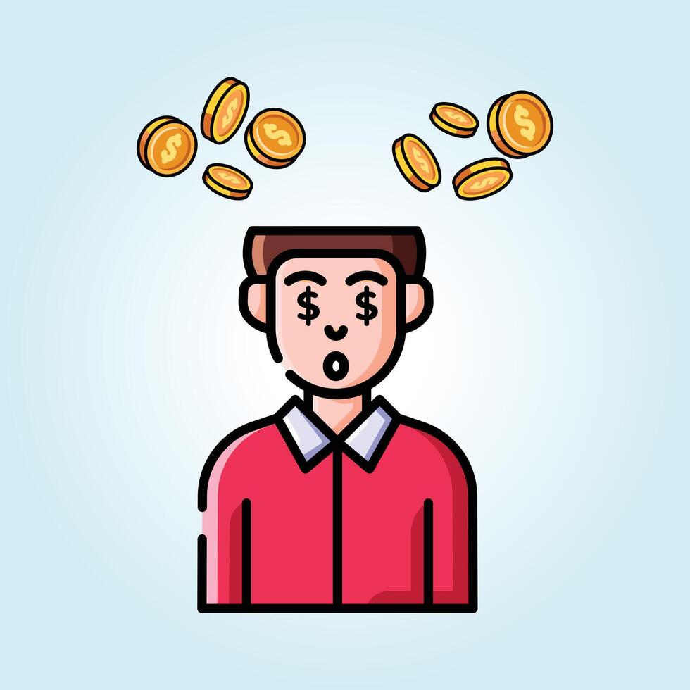 Man Obsessed with Money A Whimsical Illustration vector