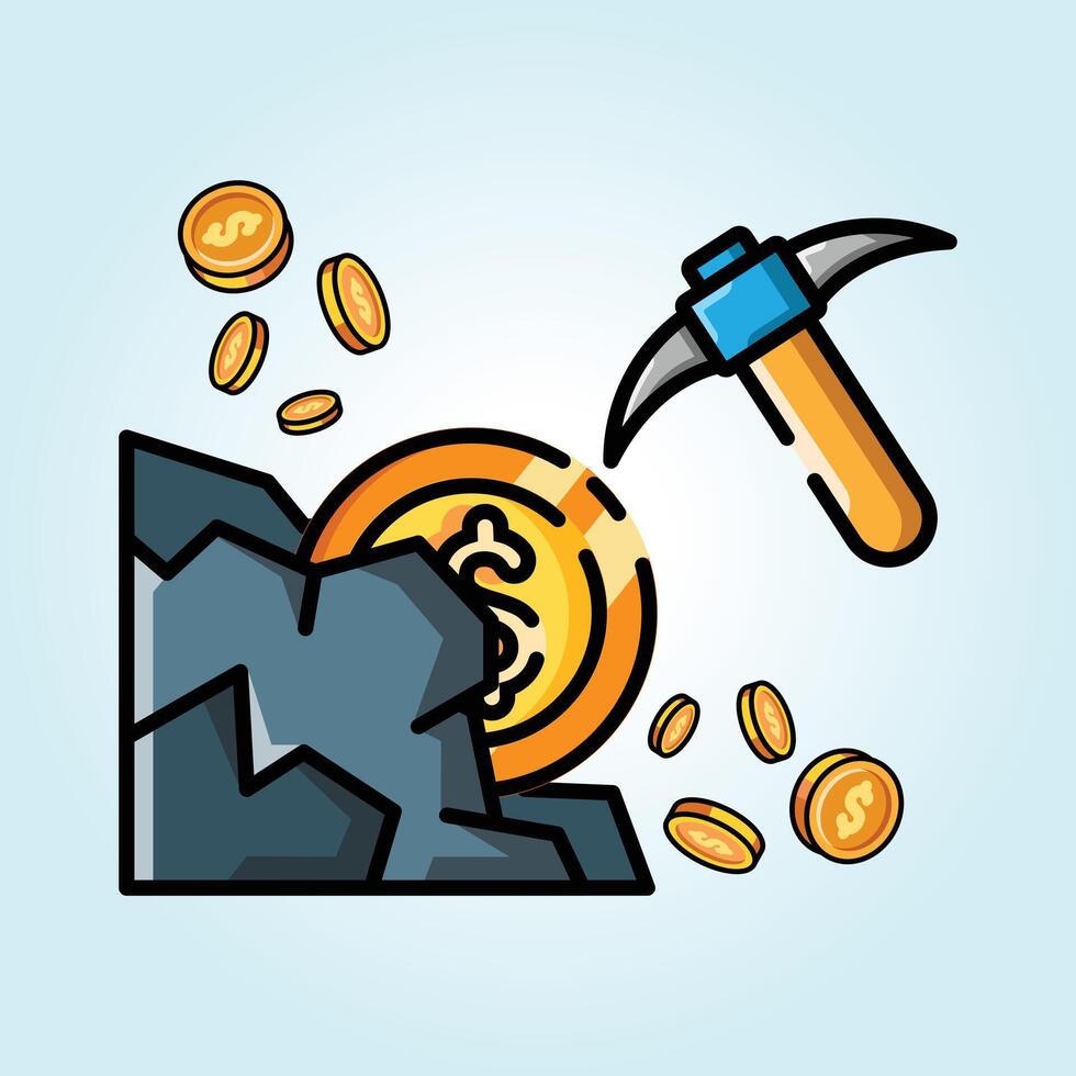 Cryptocurrency Mining Digital Gold Rush vector