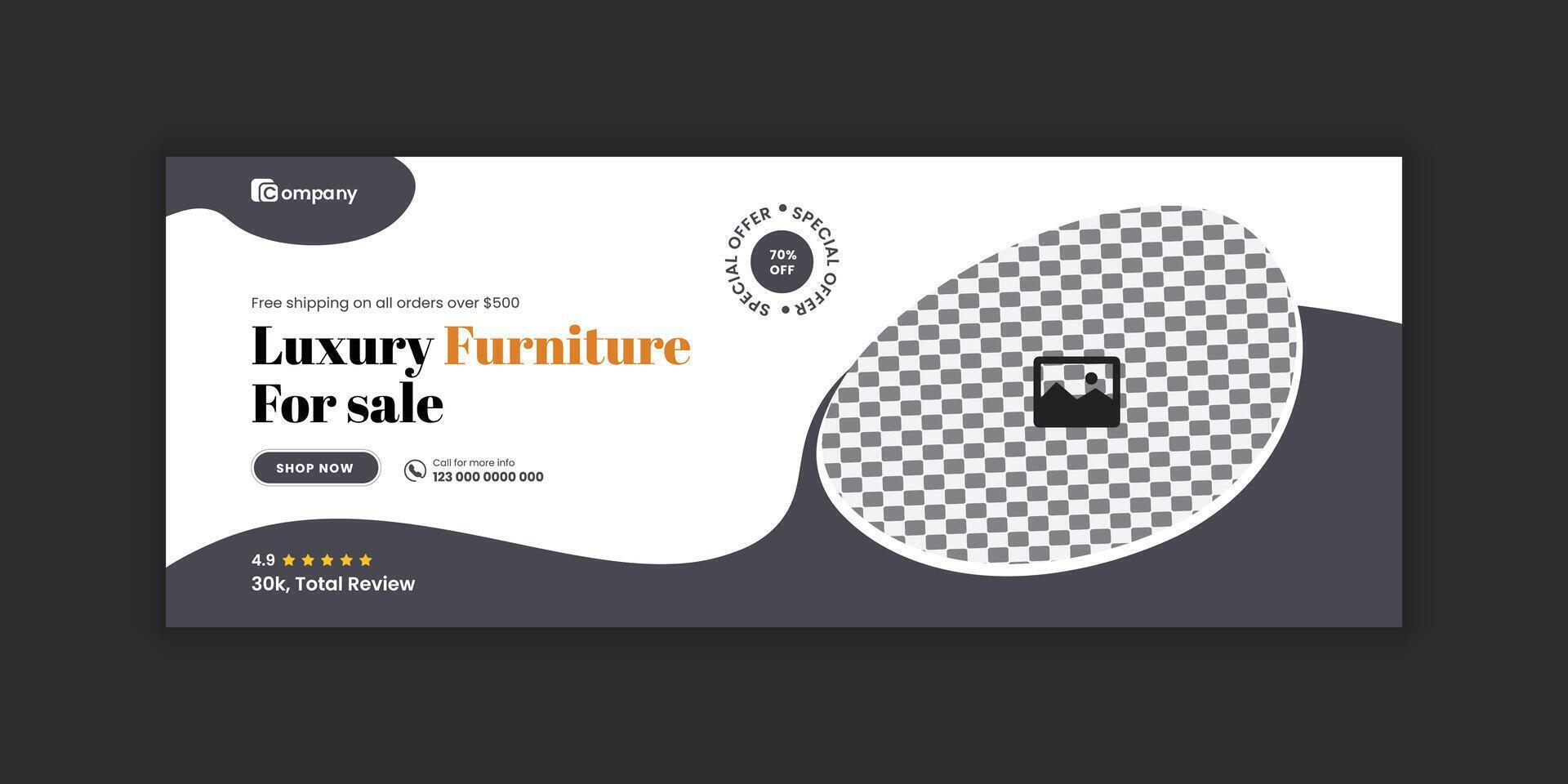 Office Interior Social Media Cover Design and Web Banner Design Template vector