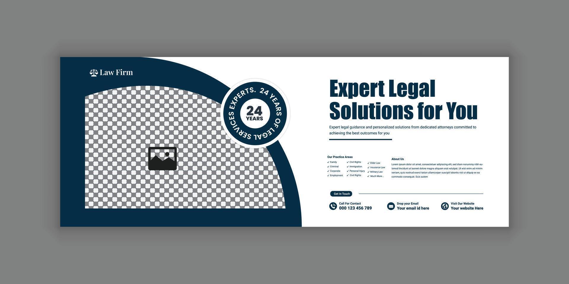 Flat Legal Services Online Banner and Social Media Design Template vector