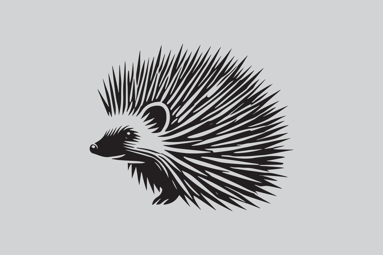 Silhouette of porcupine filled with tropical plant in the jungle in rough drawing vector