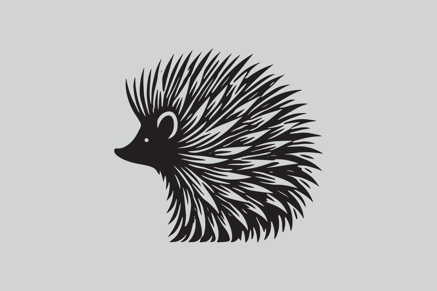 Silhouette of porcupine filled with tropical plant in the jungle in rough drawing vector