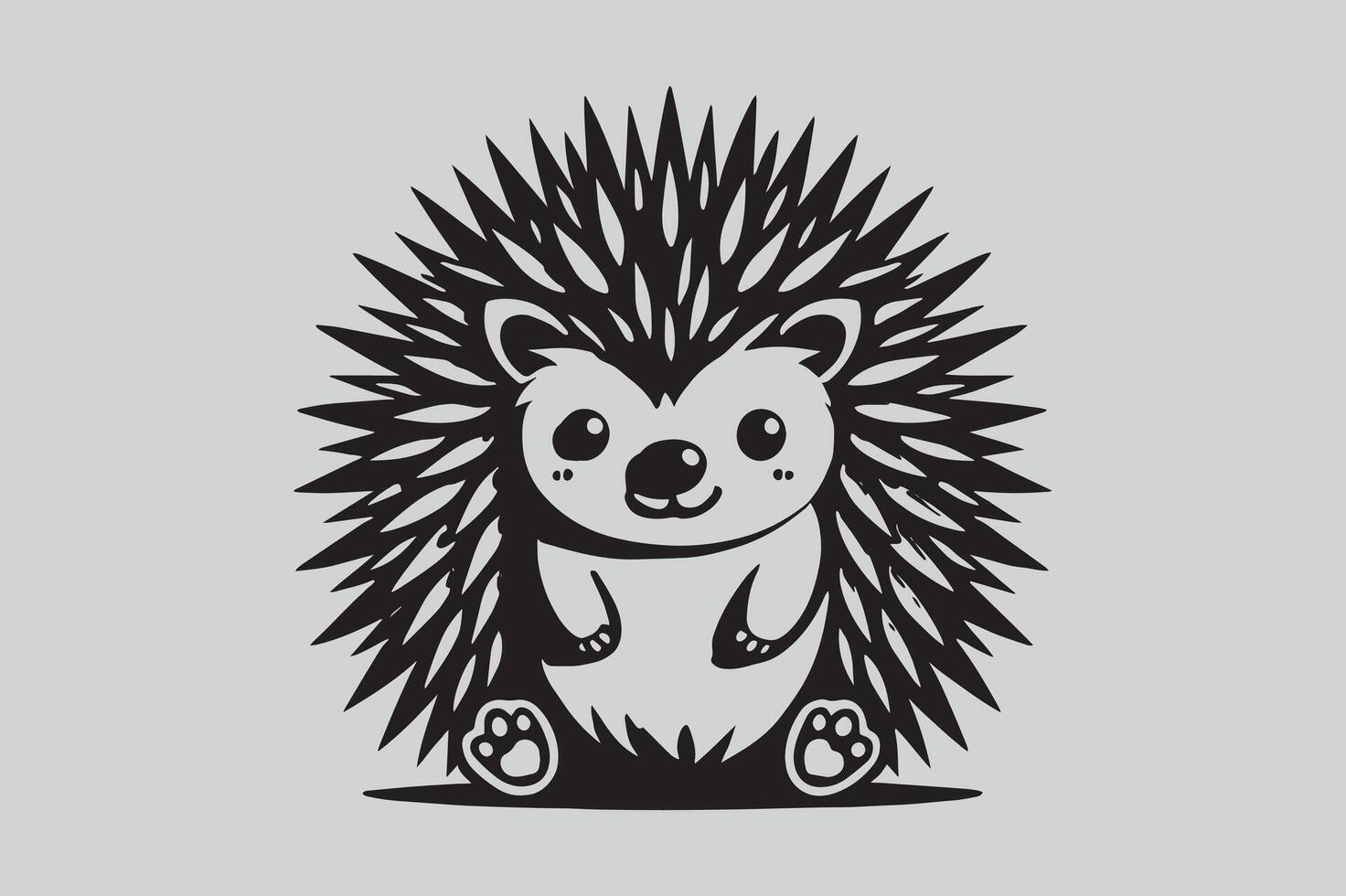 Silhouette of porcupine filled with tropical plant in the jungle in rough drawing vector
