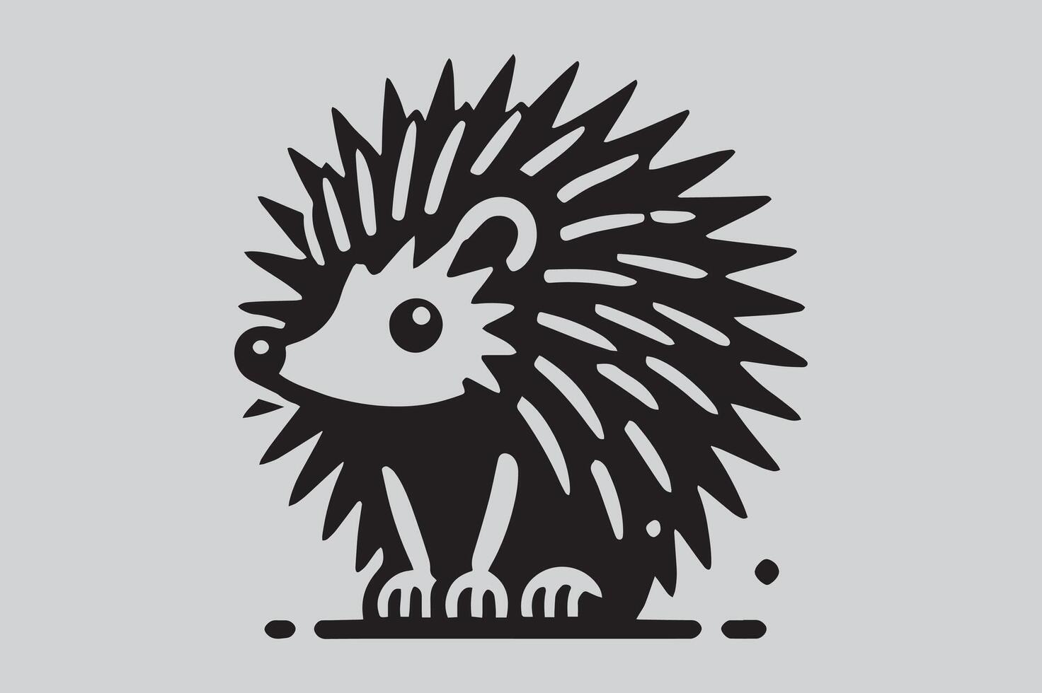 Silhouette of porcupine filled with tropical plant in the jungle in rough drawing vector