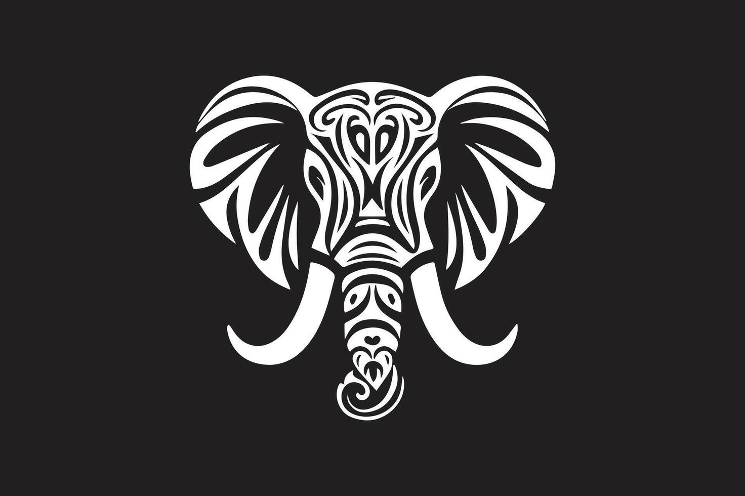Elegant Elephant Face Silhouette Artwork vector