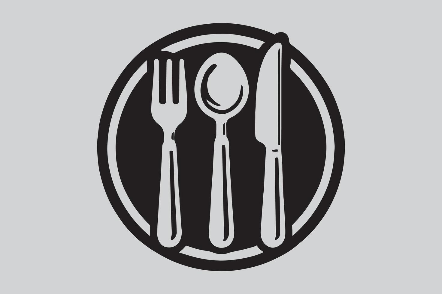 Monochrome Cutlery Icon for Food-Related Projects vector