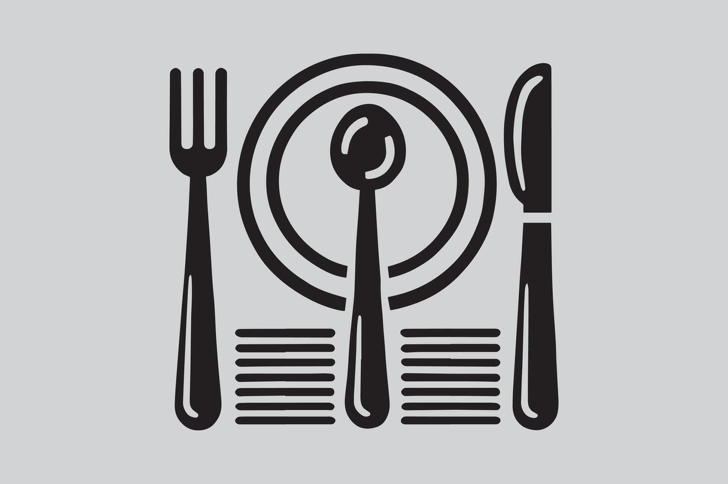 Restaurant-Themed Cutlery Logo in Flat Minimal Style vector