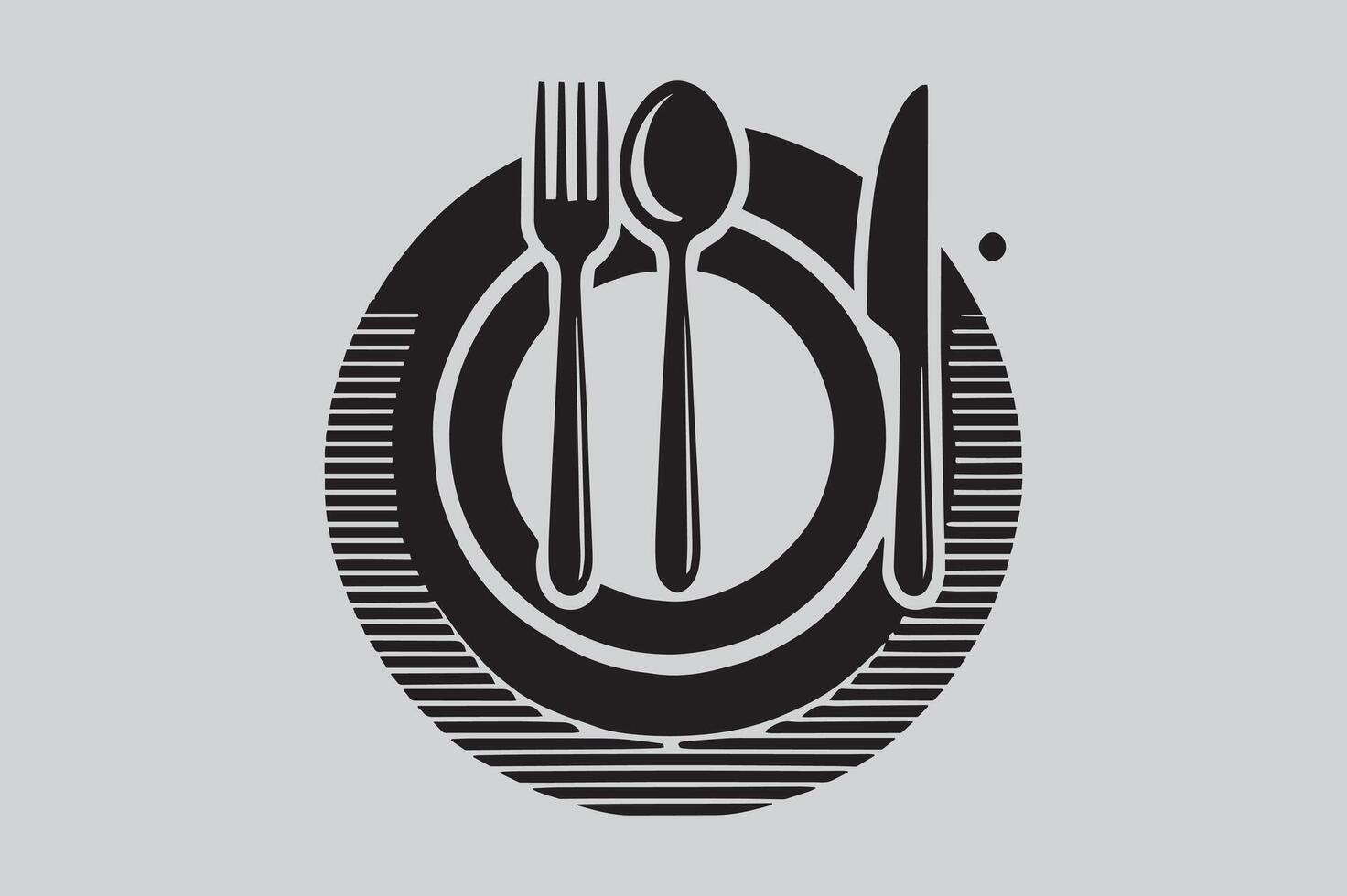 Stylish Cutlery Icon in Black and White Flat Style vector