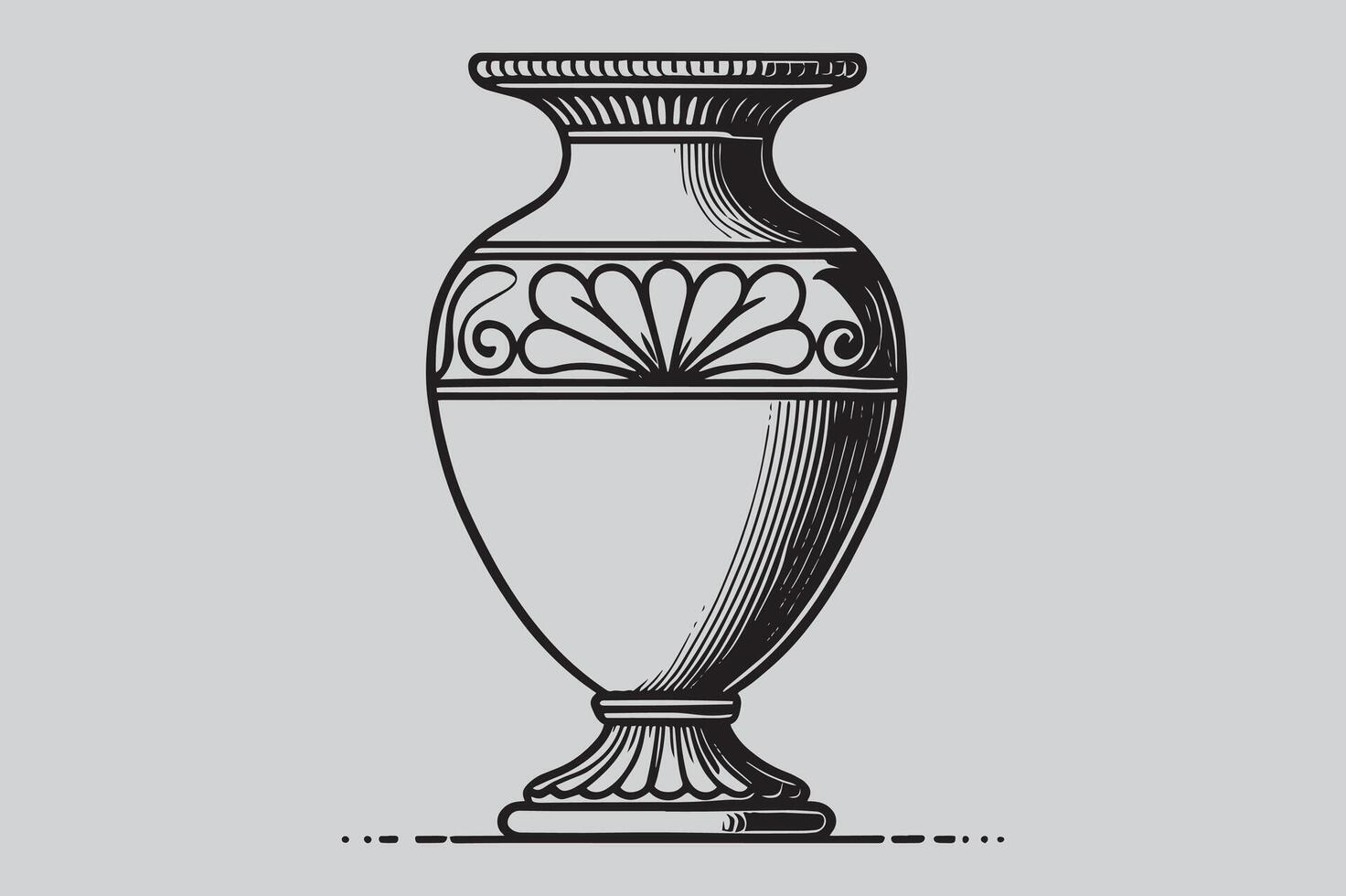 Simple Linear Greek Vase Illustration for Digital Use vector