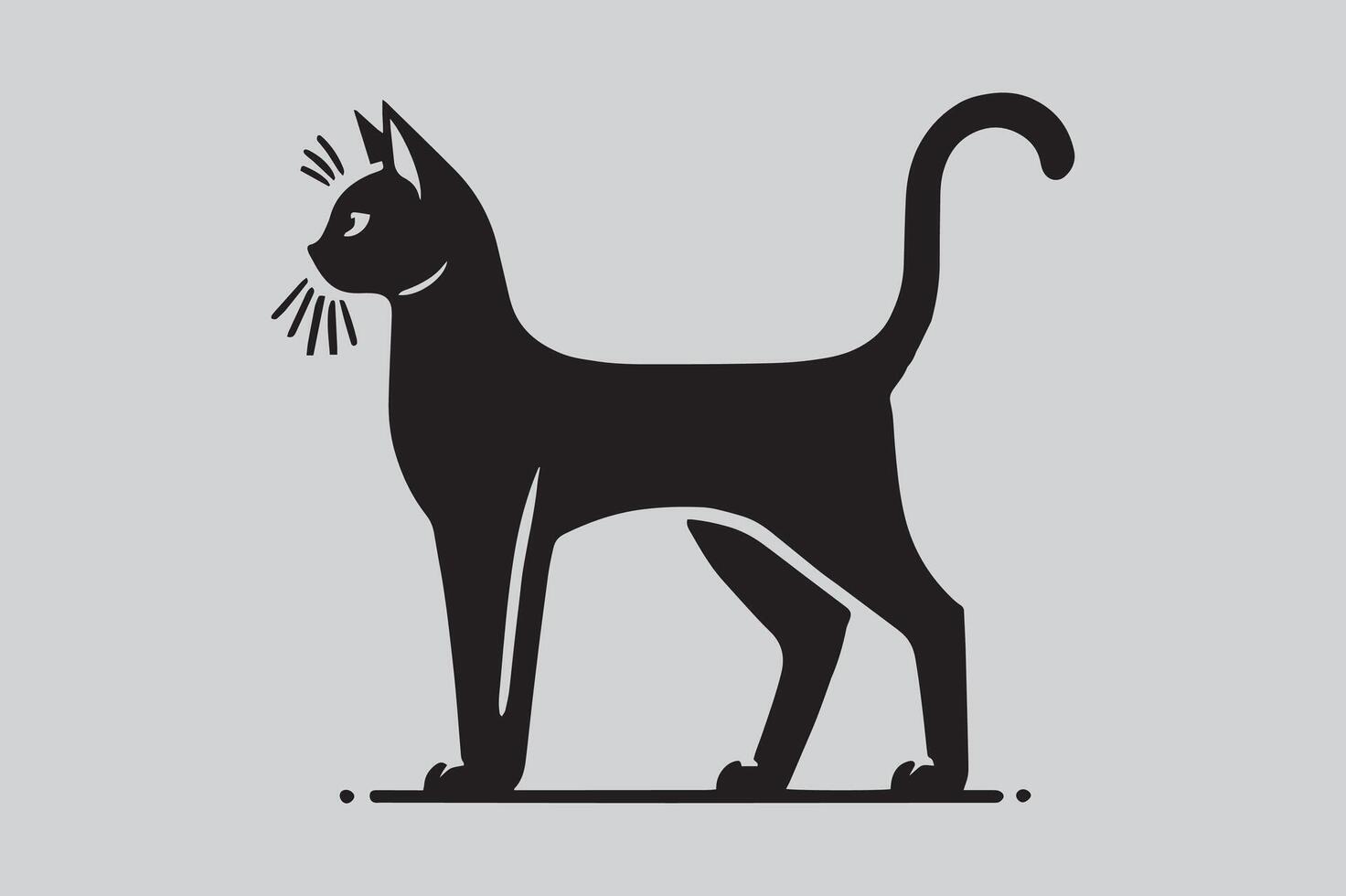 Black and White Cat Silhouette for Digital Use vector
