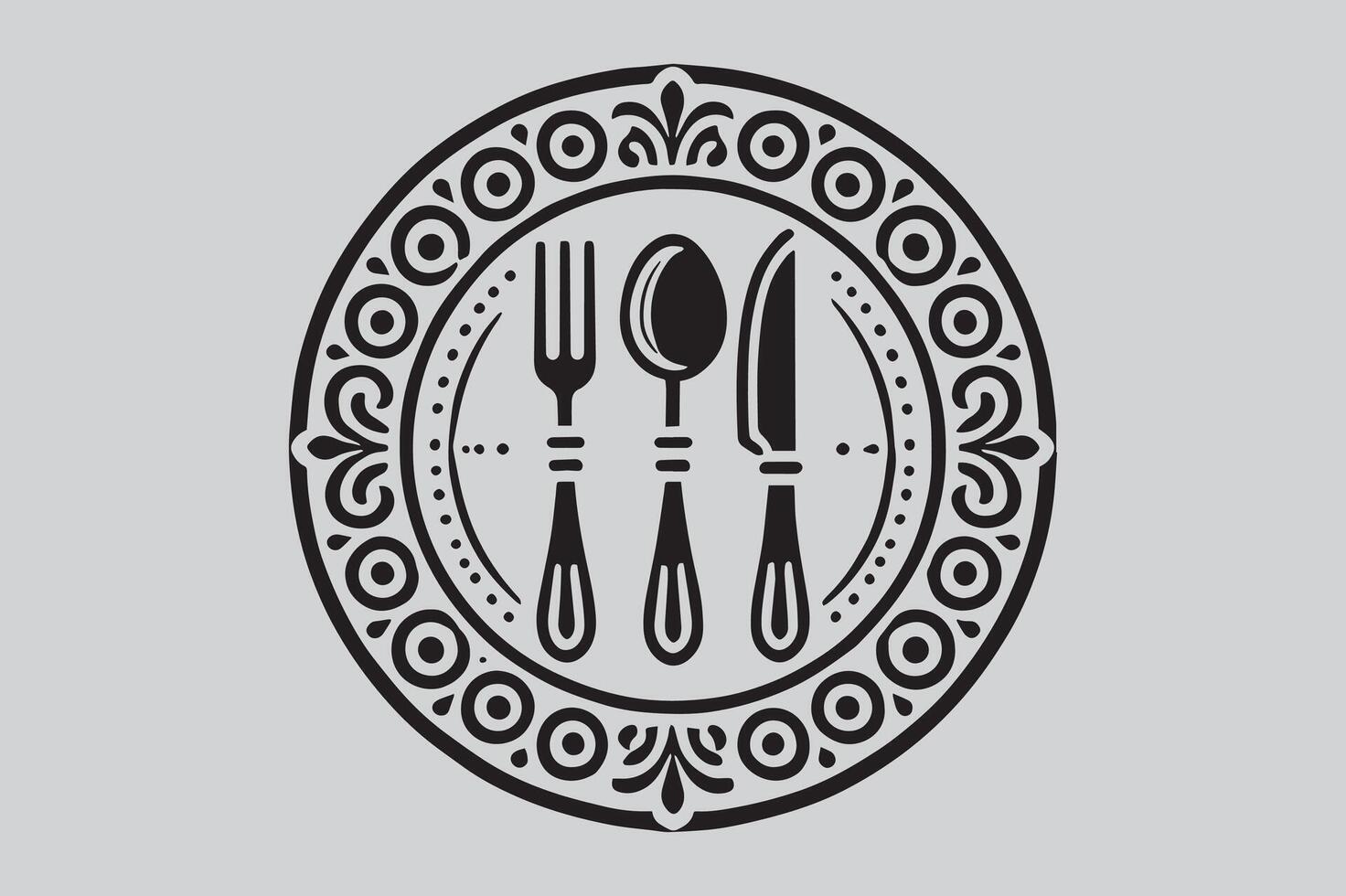 Monochrome Cutlery Logo Design for Digital Use vector