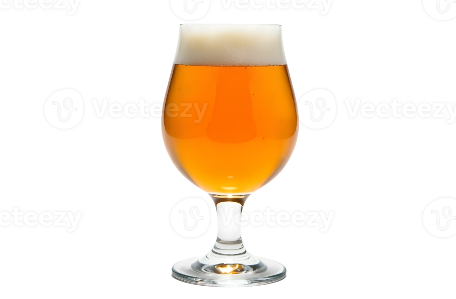 Bright golden beer served in a tulip glass with frothy top in a minimalist setting png