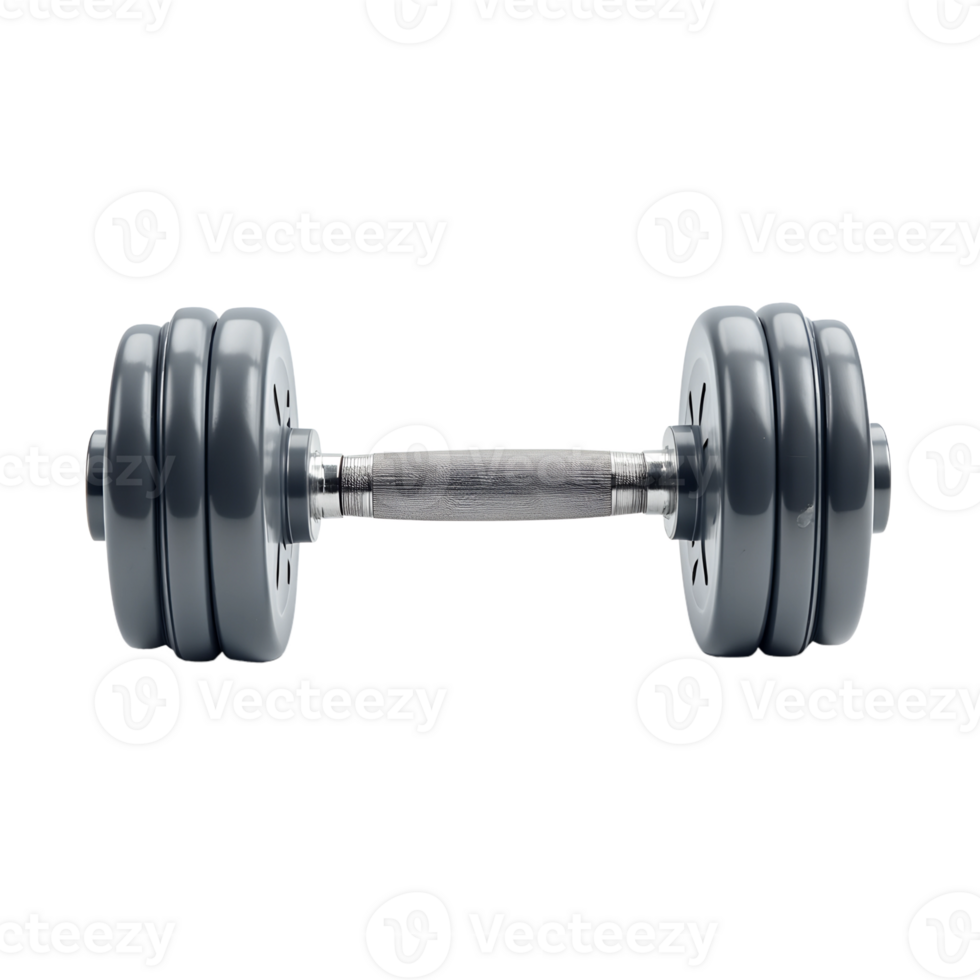 Heavy dumbbell resting on a flat surface, ready for use in strength training and physical fitness routines at a gym or home workout space png