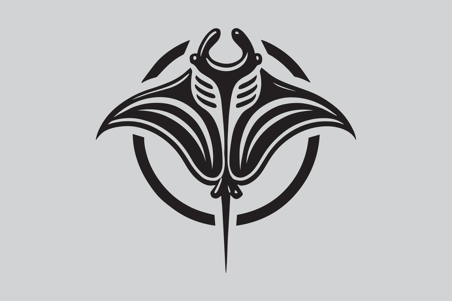 Ocean Creature Manta Ray Silhouette Art vector