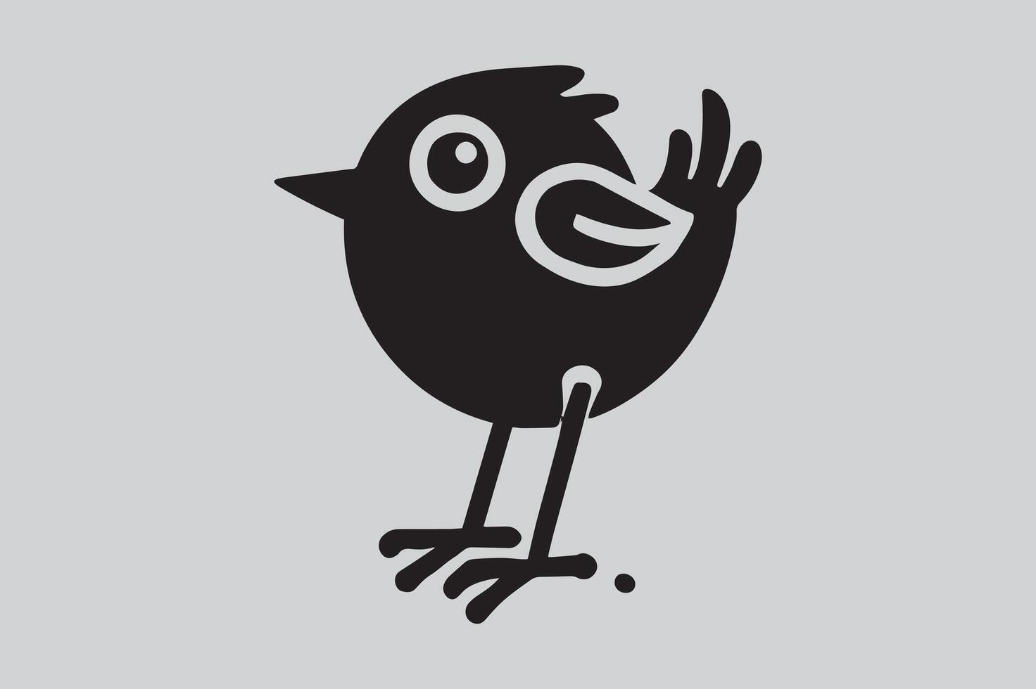 Adorable Bird Outline Silhouette Clipart vector