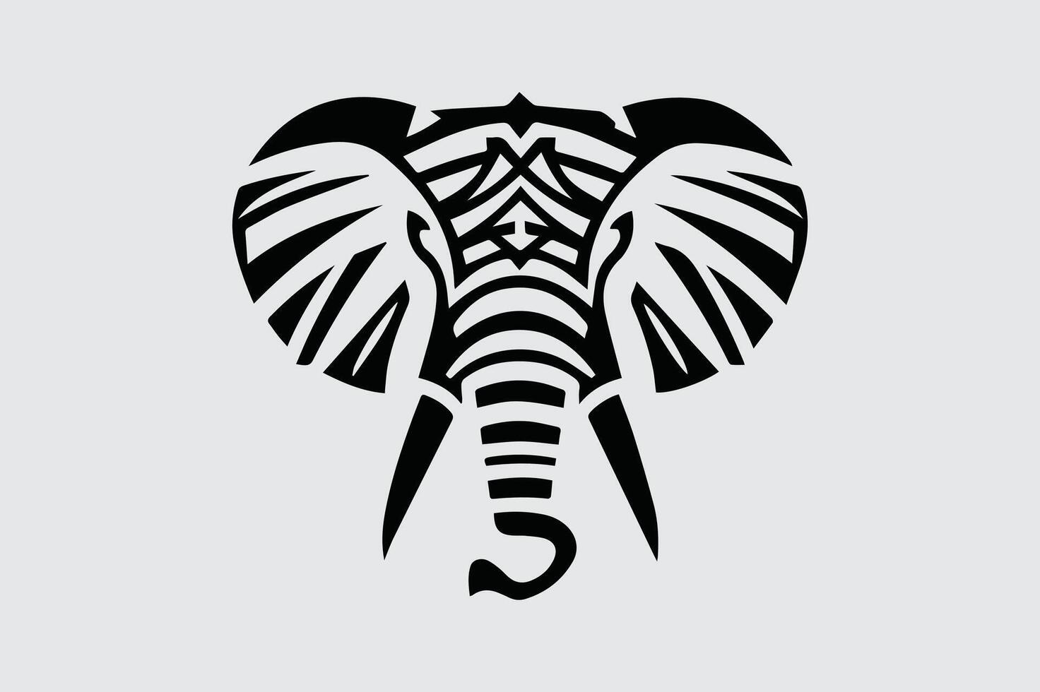 Abstract Elephant Face Icon Silhouette vector